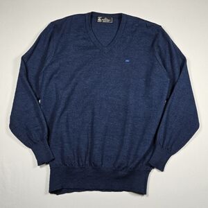 Monte Carlo Magna Wool Navy V-Neck Preppy Country Club Sweater Size 40